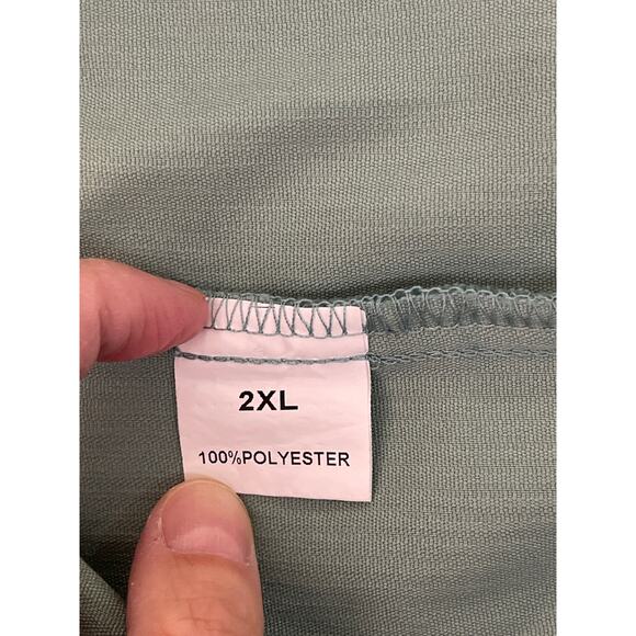 Men’s Sage Green Long Sleeve Button Up Low Shoulder Corduroy Shirt Size 2XL - Picture 5 of 6